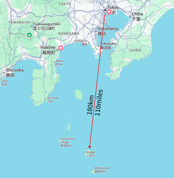 Miyake Jima distance map